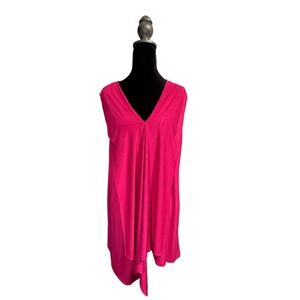 Adrianna Papell Vibrant Pink V-Neck Blouse Size L